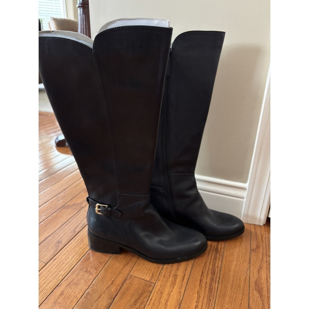 Women's Cole‎ Haan Tall Zipper Black Riding Boot Flat Equestrian Bootie 9 M
